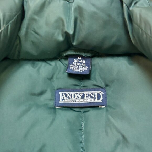 Lands End Vest Men's M GREEN Down Puffer Quilted Snap Pockets Outdoor - Picture 4 of 6
